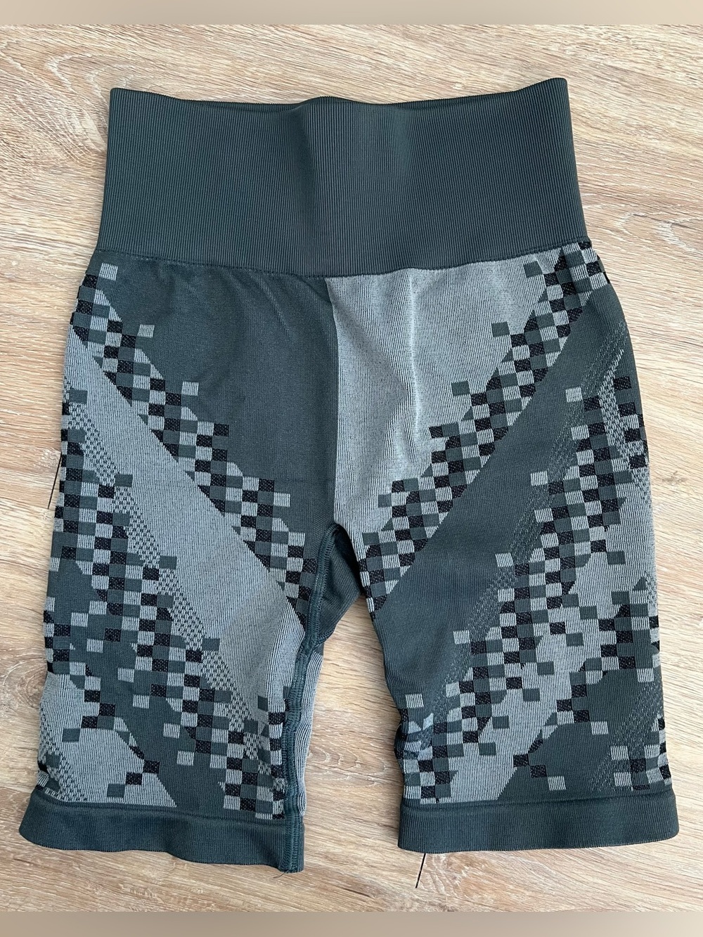 Gymshark Charcoal & Light Gray Pixel-Block Biker Shorts